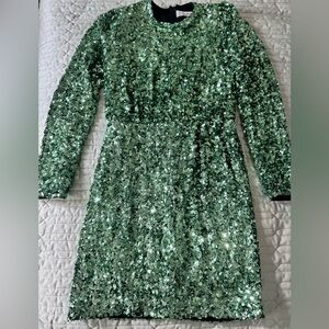 Green Sequin Long-Sleeve Dress - Elegant Party Look